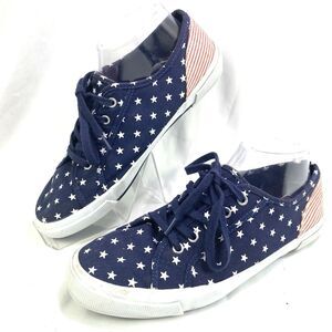 Old Navy Canvas Vulc Sneakers Women Size 9 Stars and Stripes Americana Boat Shoe